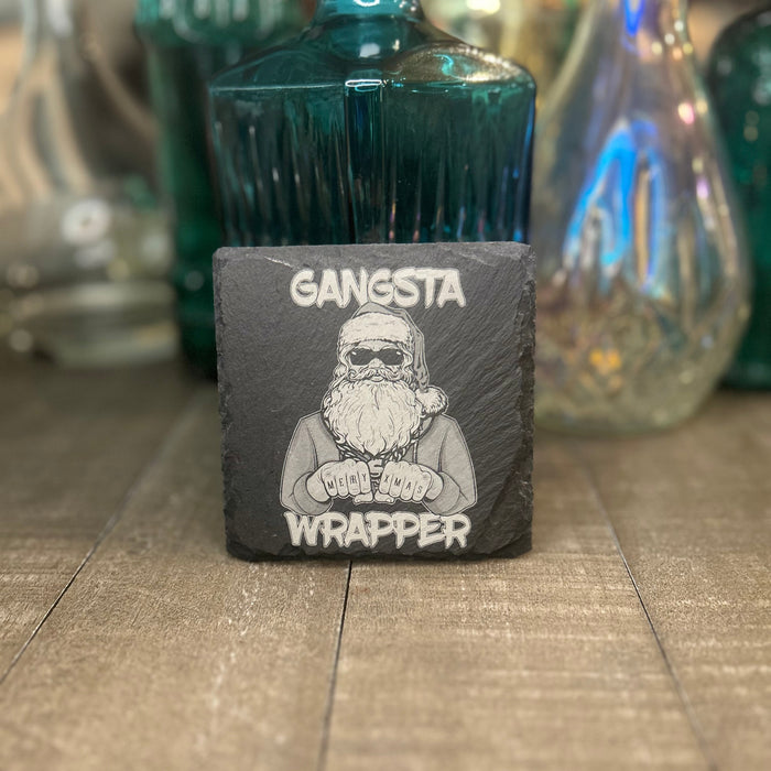 GANGSTA WRAPPER — SANTA | SLATE COASTER 2-PACK