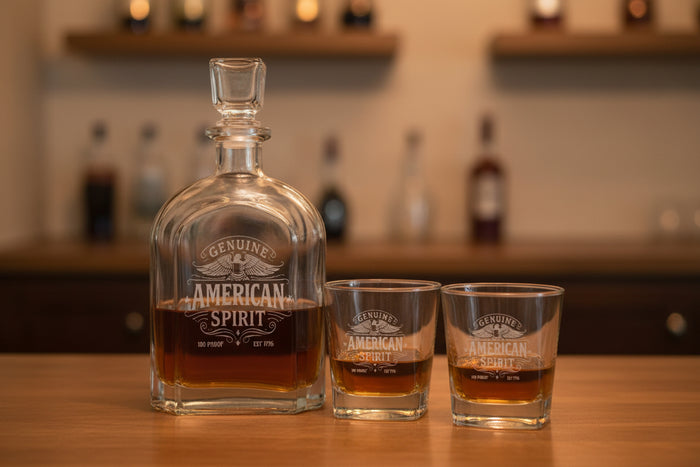 GENUINE AMERICAN SPIRIT – Curved Decanter Gift Set