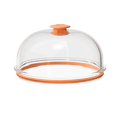KeepCup Go Bowl Dome Lid in Peach, shown from a three-quarter angle featuring a clear domed lid with peach-coloured silicone rim and matching peach knob handle on top.