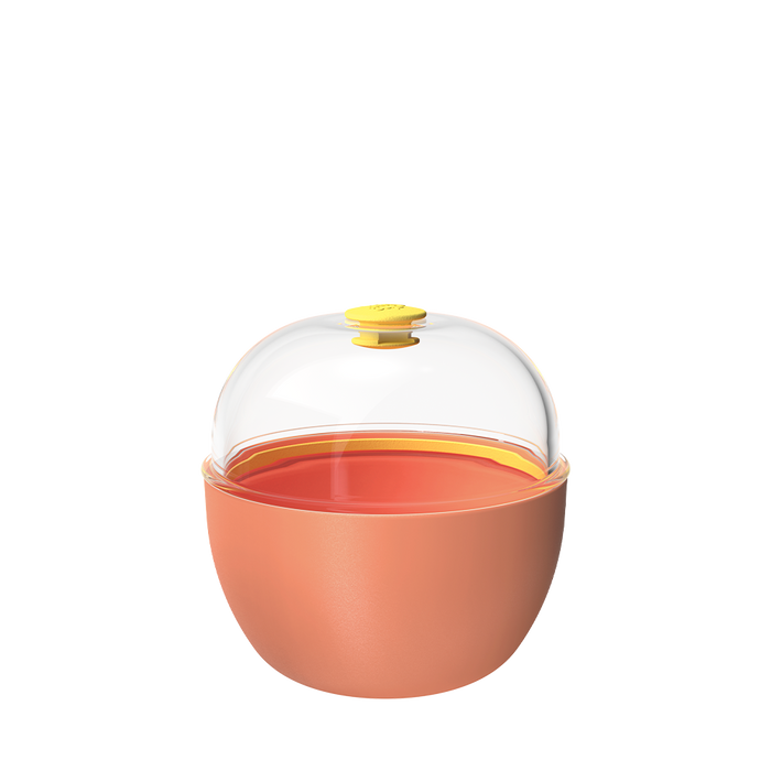 KeepCup Go Bowl Original M 550ml in Clay, featuring a rounded clay coloured base with a clear domed lid and lemon vent, shown from a front angle against a white background.