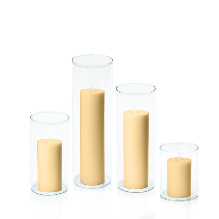 Gold 5cm Pillar in 8cm Glass, Sm - Set of 6