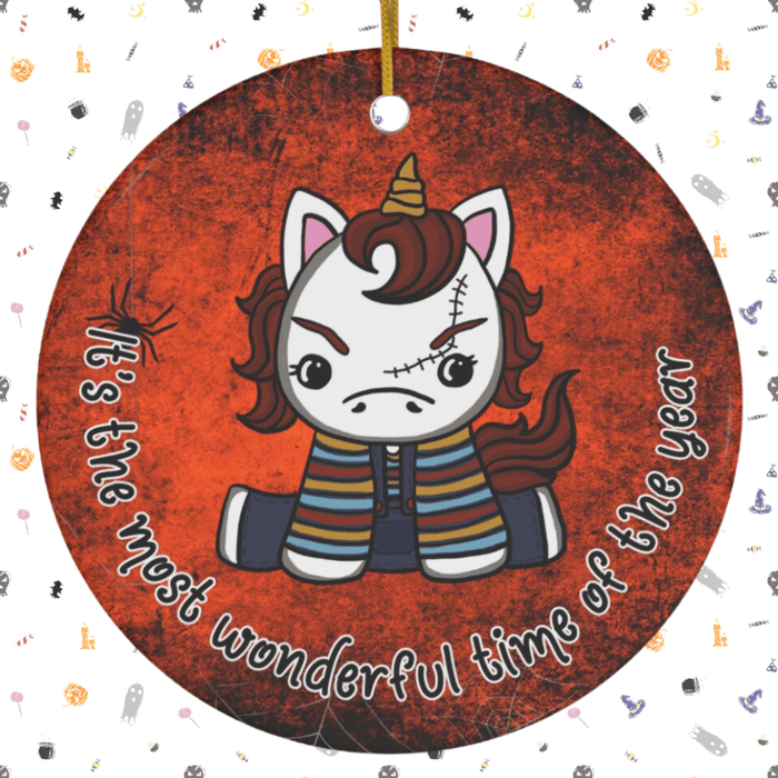Halloween Ceramic Ornament: Unicorn Chuck