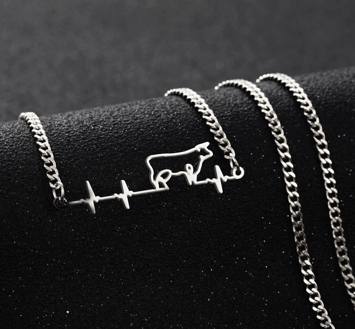 Heart Beat of Cow Lovers - Necklaces Jewelry - silver, gold, rose gold