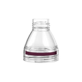 KeepCup Helix Light Bottle Extension in Burgundy, a clear plastic conical component with threaded neck and burgundy silicone band, shown against a white background.