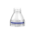 KeepCup Helix Light Bottle Extension in Plastic with Indigo silicone band, shown as a transparent conical component with threaded neck opening, photographed against a white background.