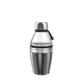 KeepCup Helix Bottle Clear Top 420ml in Nitro, featuring a transparent upper section with clear lid and brushed stainless steel lower cup, shown from the front against a white background with black silicone carry strap visible.