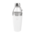 KeepCup Helix Bottle Clear Top 660ml in White, featuring a clear glass upper section with stainless steel cap and carry loop, and a white insulated base with embossed KeepCup logo, shown against a plain white background.