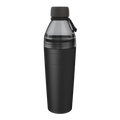 KeepCup Helix Bottle Clear Top 770ml in Black, shown at a slight angle against a white background, featuring a dark tinted clear top section with carry loop, matte black insulated base, and embossed KeepCup logo.