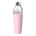 KeepCup Helix Bottle Clear Top 770ml in Pashmak Pink, shown at a front angle against a white background, featuring a clear Tritan upper section, soft pink silicone sleeve with embossed KeepCup logo, stainless steel cap, and matching pink carry loop.