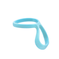 KeepCup Helix Bottle Carry Loop in Cloud, a light blue silicone accessory featuring a circular ring that attaches to the bottle neck with a flexible loop handle, shown at an angle against a white background.