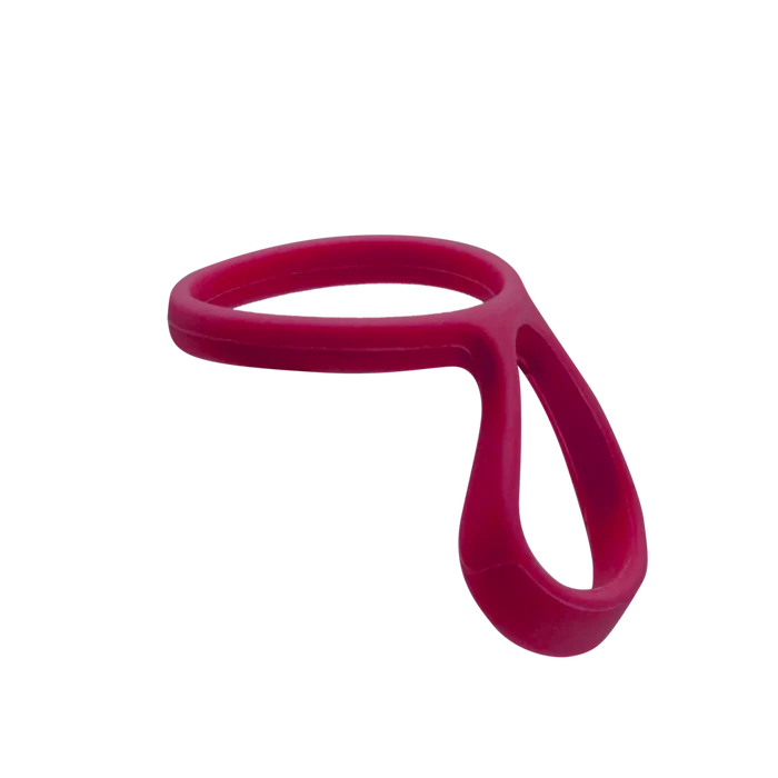 KeepCup Helix Bottle Carry Loop in Burgundy, shown at an angle against a white background, featuring a circular ring with an attached flexible loop handle made from smooth silicone.