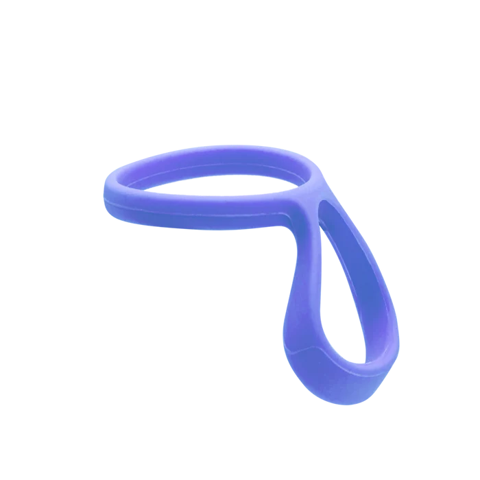 KeepCup Helix Bottle Carry Loop in Indigo, featuring a flexible silicone design with a circular ring that attaches to the bottle and an elongated loop handle for easy carrying, shown at an angle against a white background.