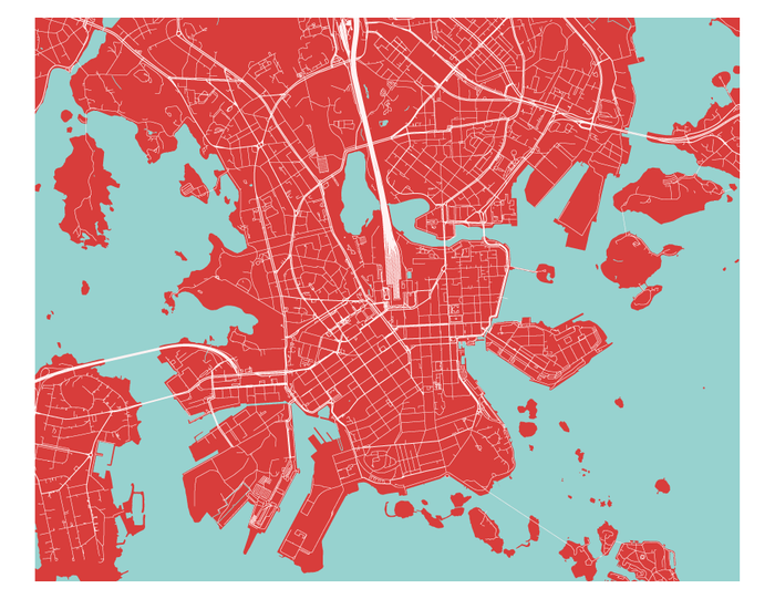 Helsinki Map Print - Choose your color