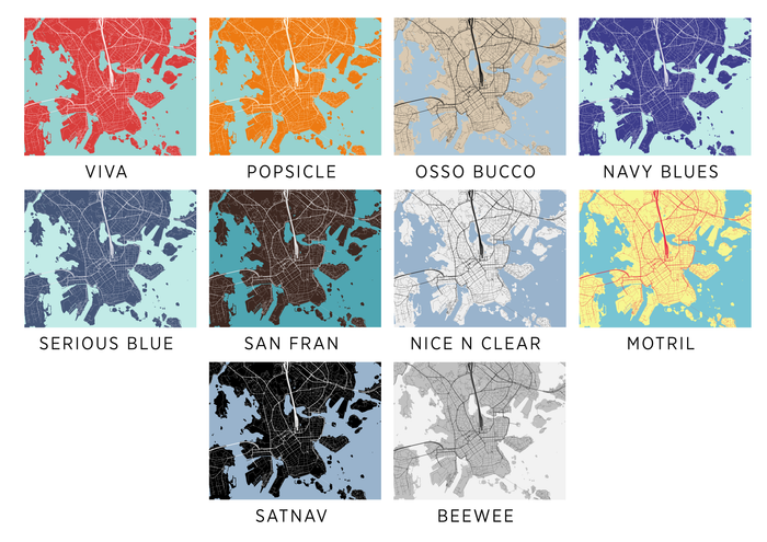 Helsinki Map Print - Choose your color