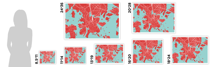 Helsinki Map Print - Choose your color