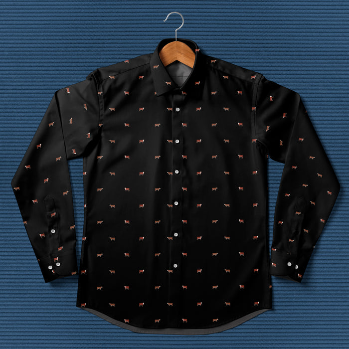 Hereford cattle icon pattern - Men's Casual Long Sleeve Shirt - myfunfarm