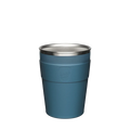 KeepCup Thermal Stainless Steel Cup Base in Kingfisher, a muted teal colour, shown from a front angle against a white background, featuring the embossed KeepCup logo and stainless steel interior rim visible at the top.