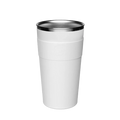 KeepCup Thermal Stainless Steel Cup Base in White, L 16oz size, shown from a front angle against a plain background, featuring the embossed KeepCup logo on the band and a stainless steel interior rim.
