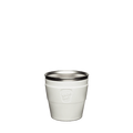KeepCup Thermal Stainless Steel Cup Base in Chalk, XS 6oz size, shown from a front angle against a white background, featuring an off-white band with embossed KeepCup logo and visible stainless steel interior rim.
