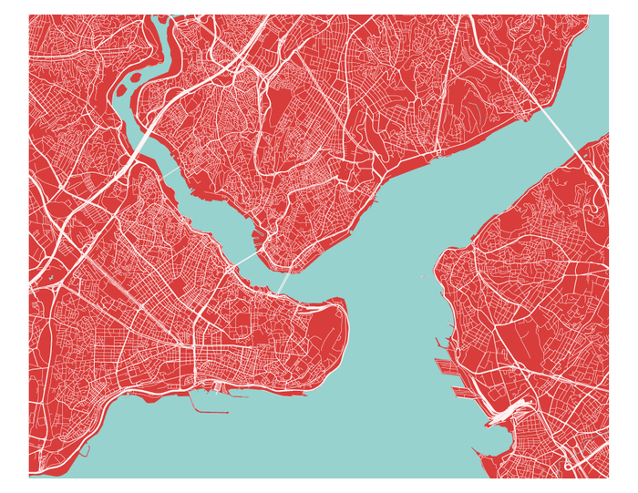 Istanbul Map Print - Choose your color