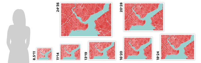 Istanbul Map Print - Choose your color
