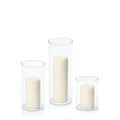 Ivory 5cm Pillar in 8cm Glass Set - Sm Pack of 1