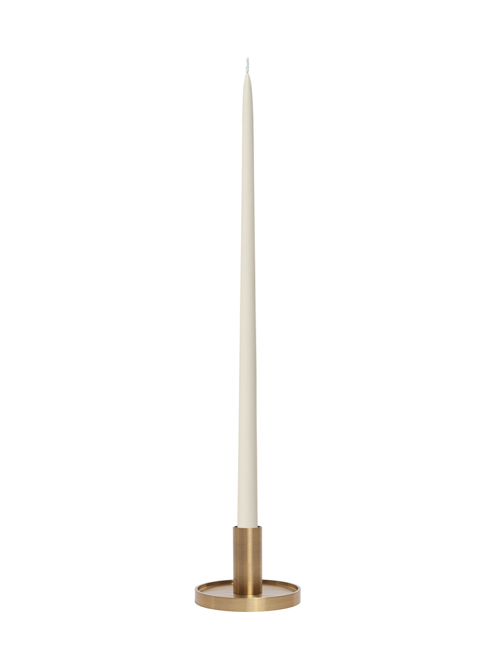 Ivory 65cm Taper Candles with Medium Gold Maya Metal Holders - Set of 6 Pack of 6