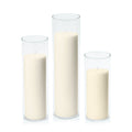 Ivory 7cm Pillar in 8cm Glass, Lg - Set of 6