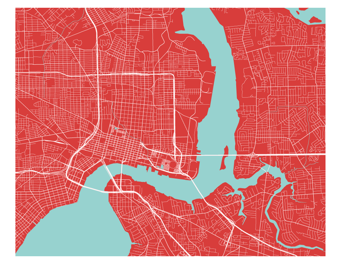 Jacksonville Map Print - Any Color You Like