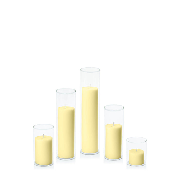 Lemon 5cm Pillar in 5.8cm Glass, Sm - Set of 6
