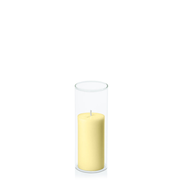 Lemon 5cm x 10cm Pillar in 5.8cm x 15cm Glass Pack of 1