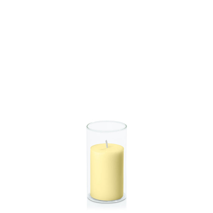 Lemon 5cm x 7.5cm Pillar in 5.8cm x 12cm Glass Pack of 1