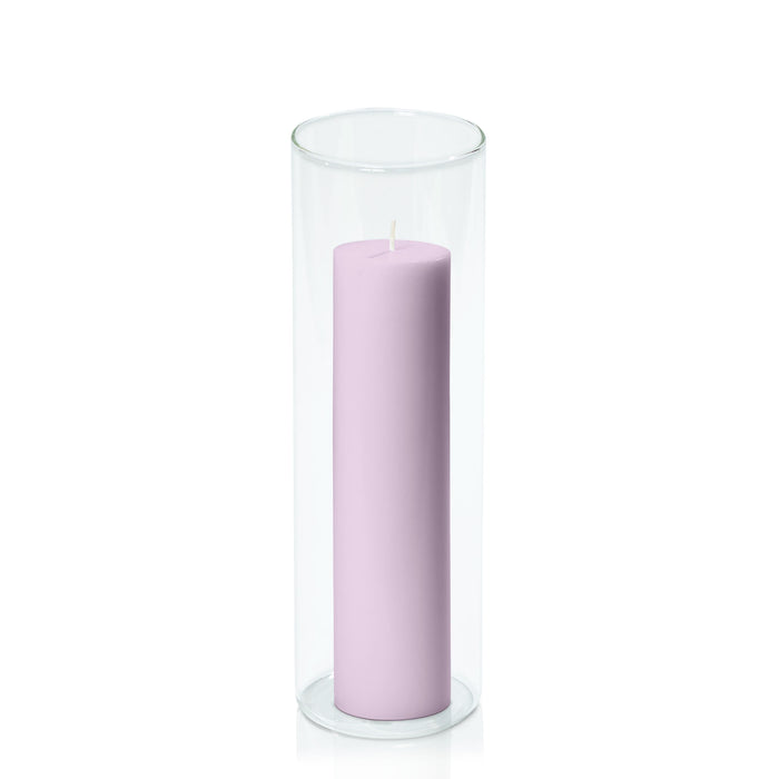 Lilac 5cm x 20cm Pillar in 8cm x 25cm Glass Pack of 1