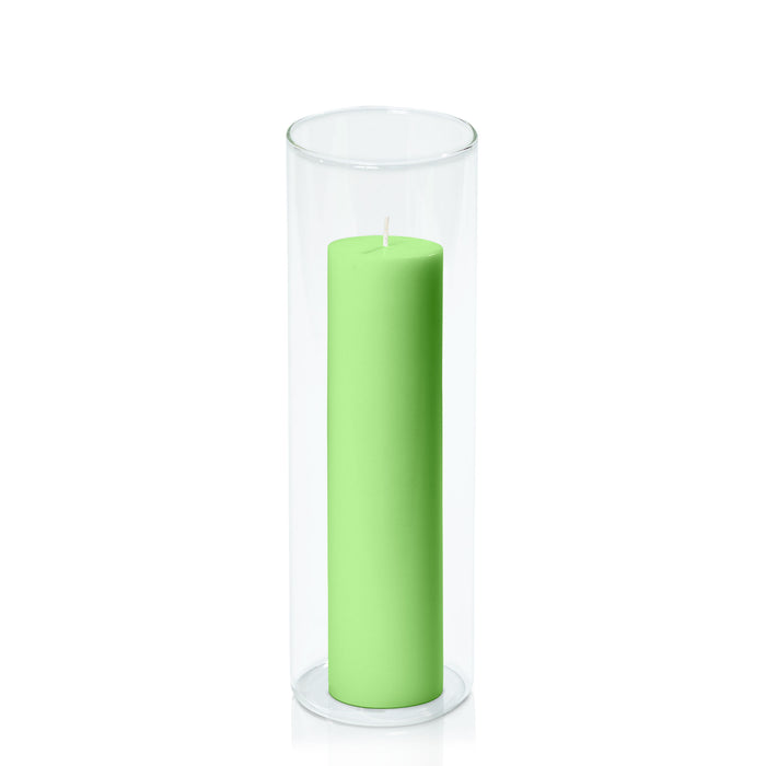 Lime 5cm x 20cm Pillar in 8cm x 25cm Glass Pack of 1