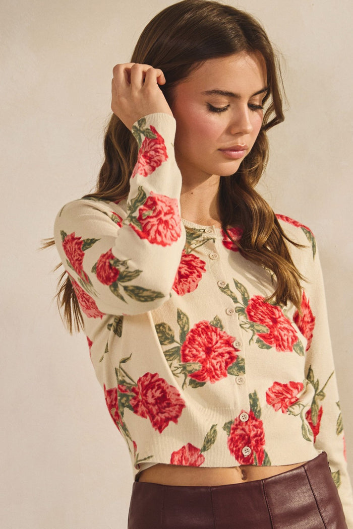 Luxe Soft Floral Button Cardigan