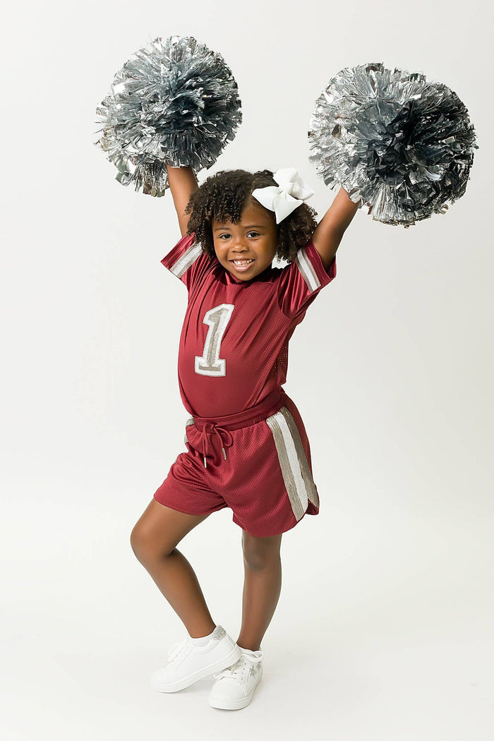Maroon and Silver Sequin Shorts