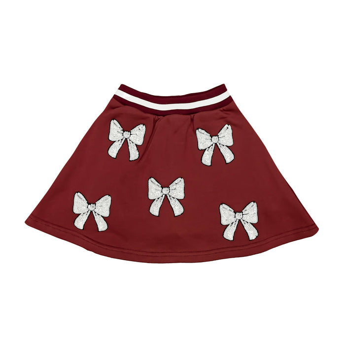 Maroon and White Bows Skort