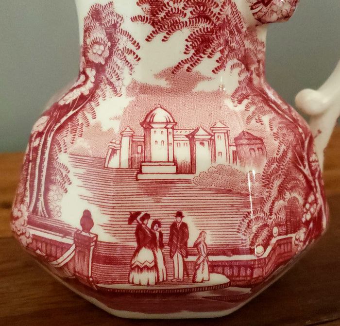 Mason's English Ironstone Pink Transfer ware Jugs VISTA Set of 3, c. 1940's