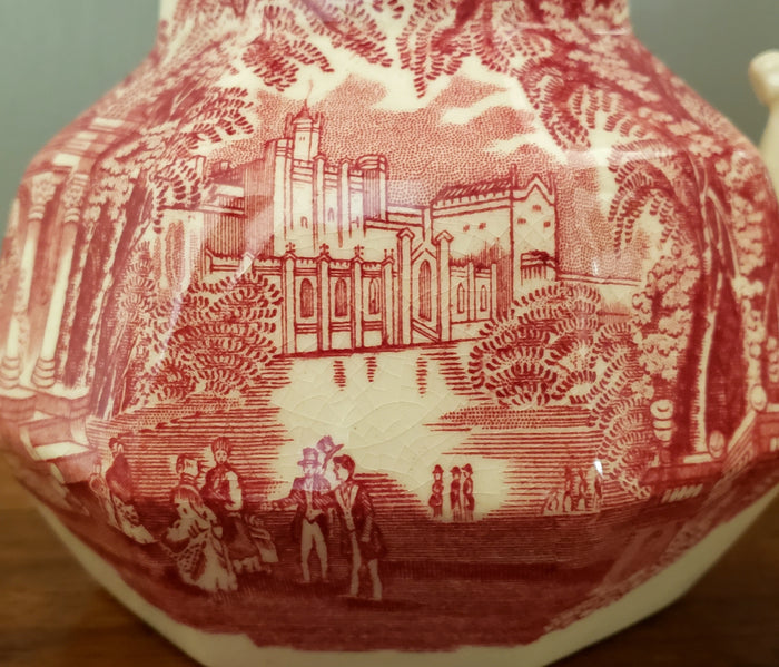 Mason's English Ironstone Pink Transfer ware Jugs VISTA Set of 3, c. 1940's