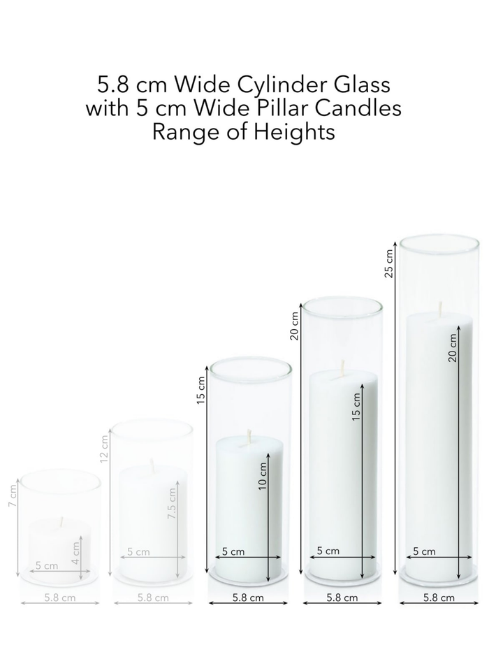 Matcha 5cm Pillar in 5.8cm Glass, Lg - Set of 6