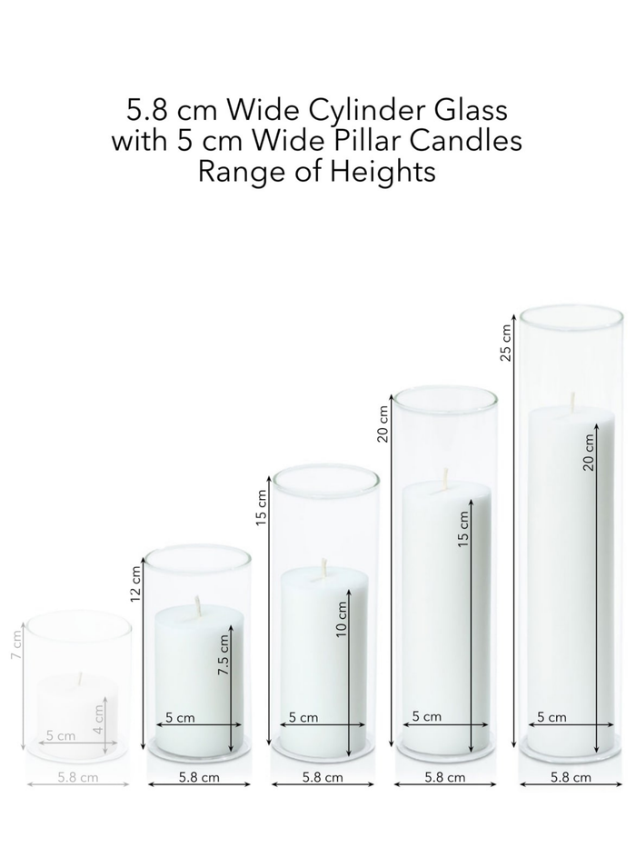 Matcha 5cm Pillar in 5.8cm Glass, Med - Set of 6