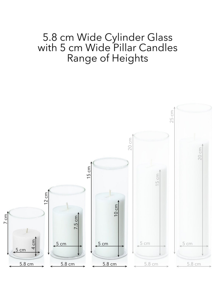 Matcha 5cm Pillar in 5.8cm Glass, Sm - Set of 6