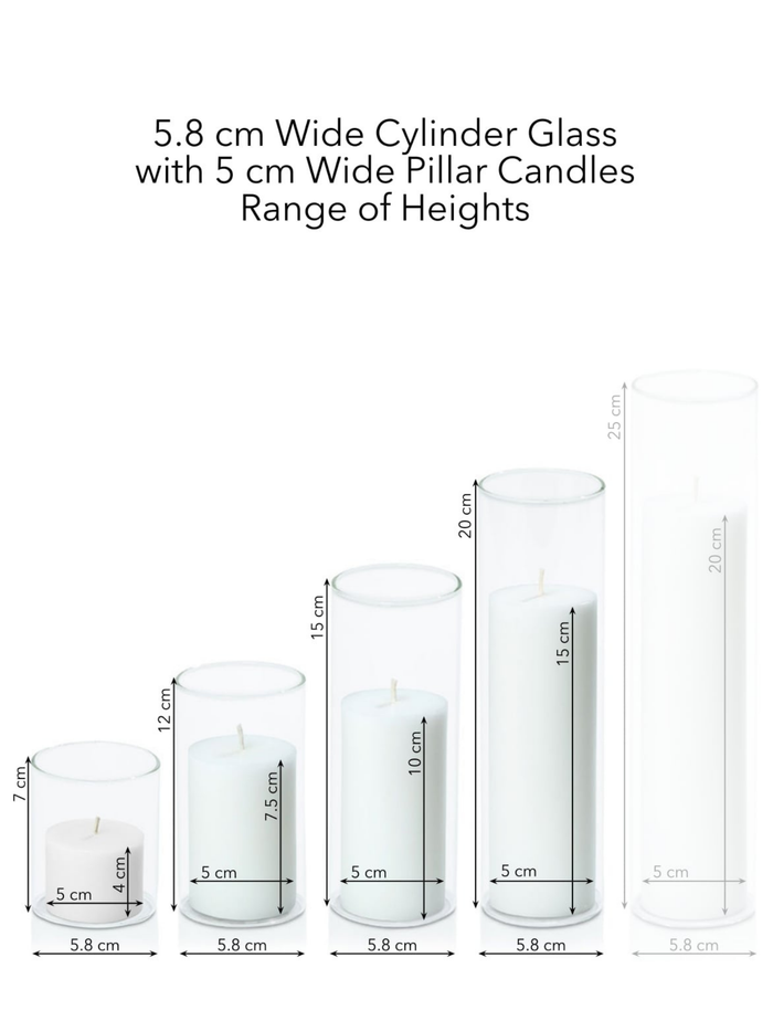 Matcha 5cm Pillar in 5.8cm Glass, Sm - Set of 6