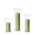 Matcha 5cm Pillar in 8cm Glass, Med - Set of 6