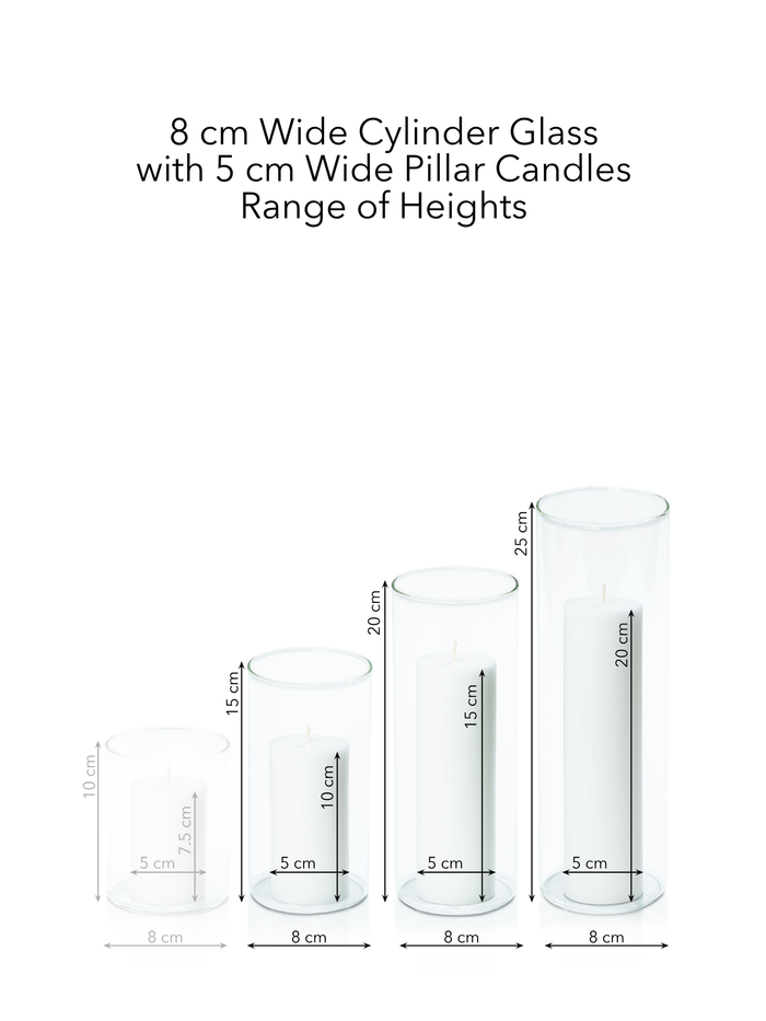Matcha 5cm Pillar in 8cm Glass, Med - Set of 6