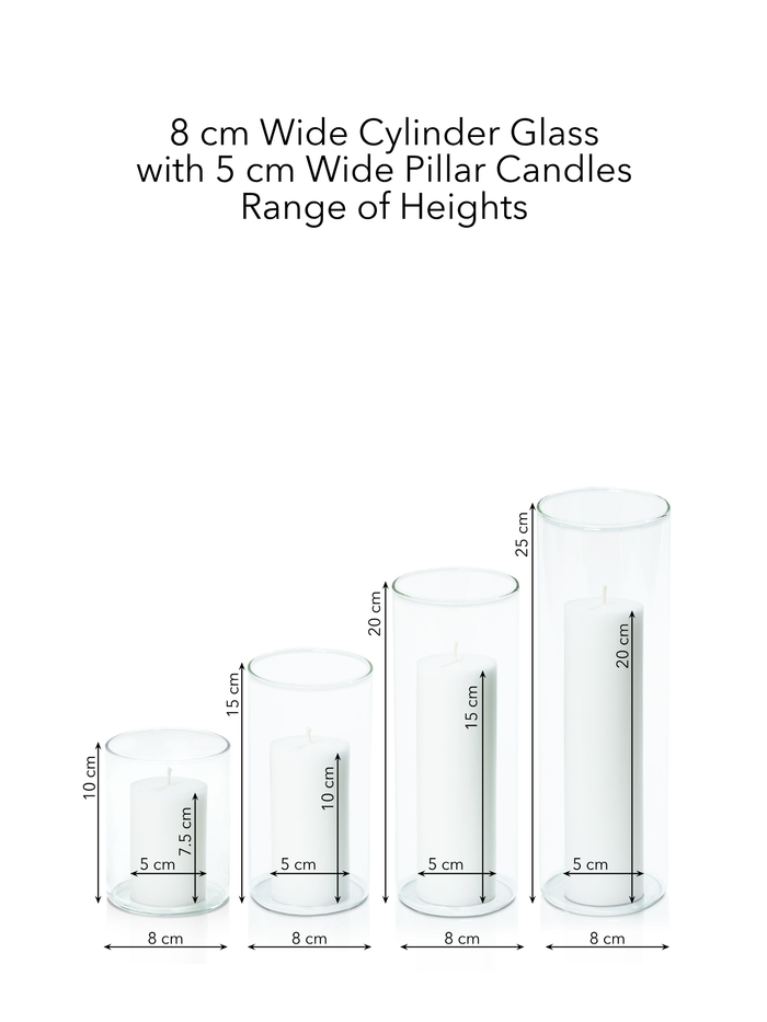 Matcha 5cm Pillar in 8cm Glass, Sm - Set of 6