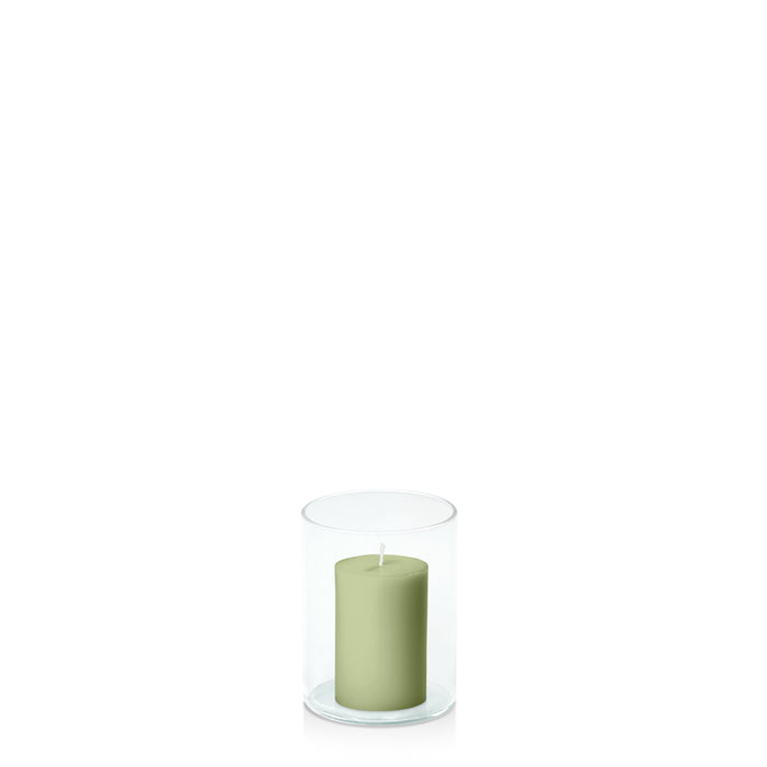 Matcha 5cm x 7.5cm Pillar in 8cm x 10cm Glass Pack of 1