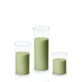 Matcha 7cm Pillar in 8cm Glass Set - Sm Pack of 1