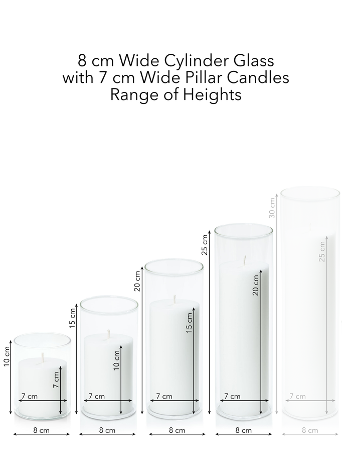 Matcha 7cm Pillar in 8cm Glass, Sm - Set of 6
