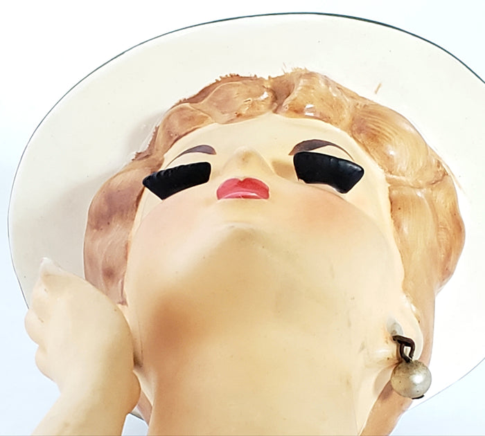 Mid-Century Lady Head Vase - Planter in Green Labeled Lee Wards Japan